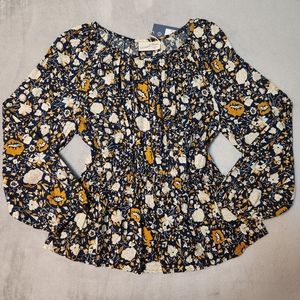 Universal Thread navy floral print peplum 3/4 sleeve shirt, size small